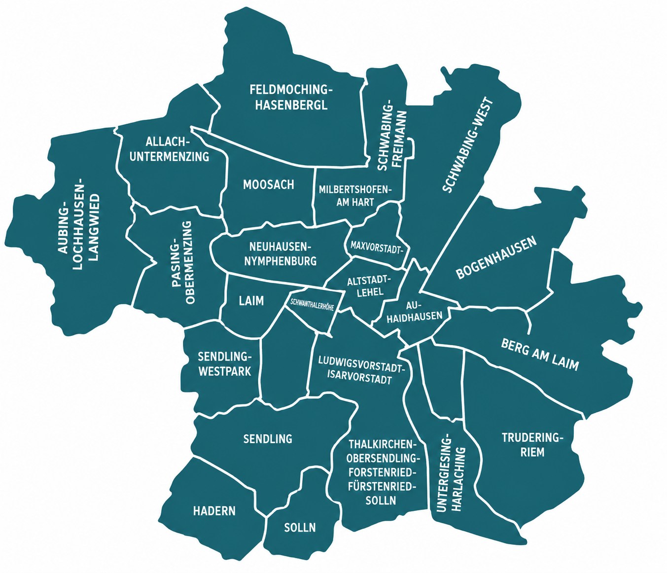 Münchner Stadtteile – Einsatzgebiete der Kaletsch GmbH